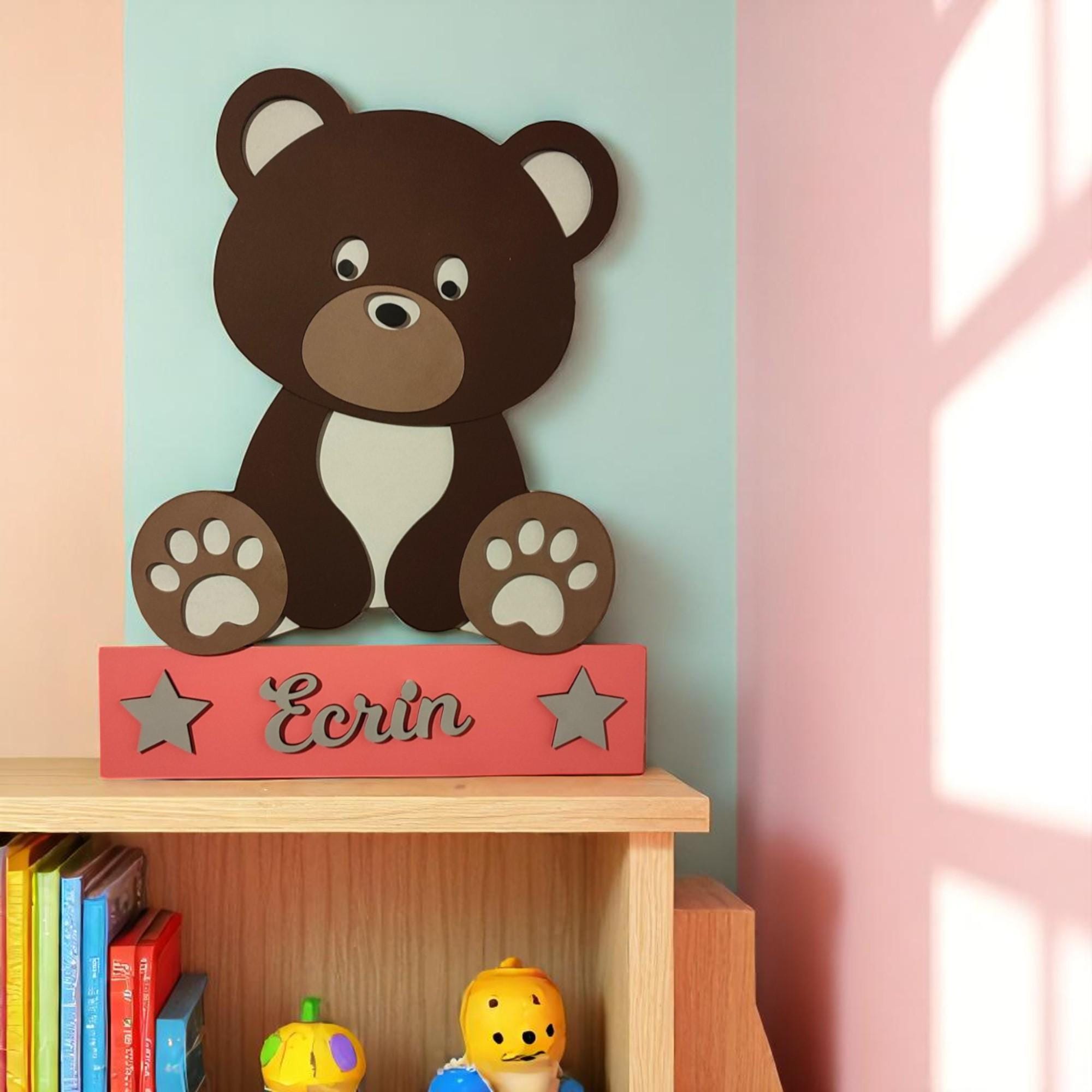 Personalized Bear Wooden Sign: Woodland Nursery Decor