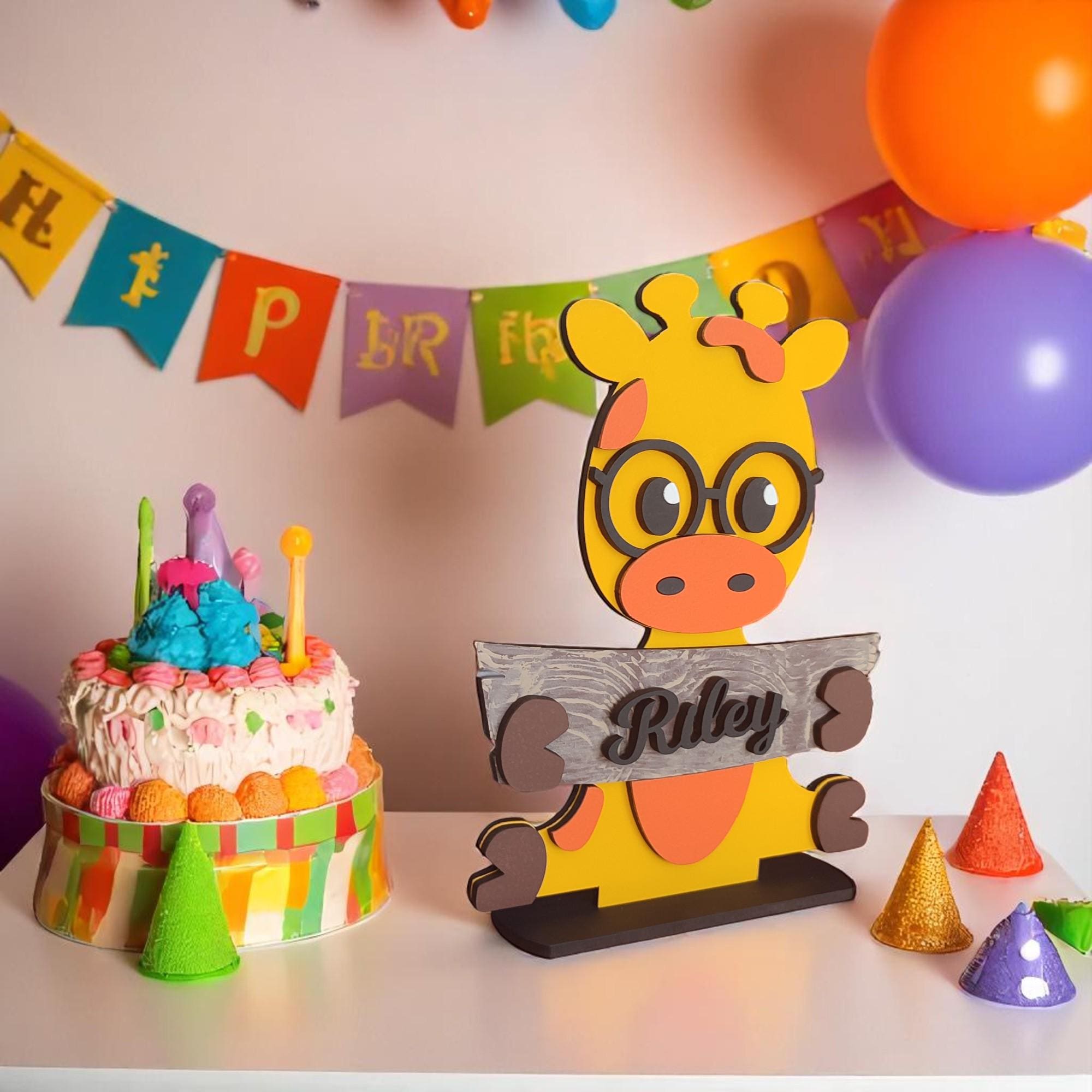 Personalized Giraffe Desk Decor: Hand-Painted Nursery Animal Art