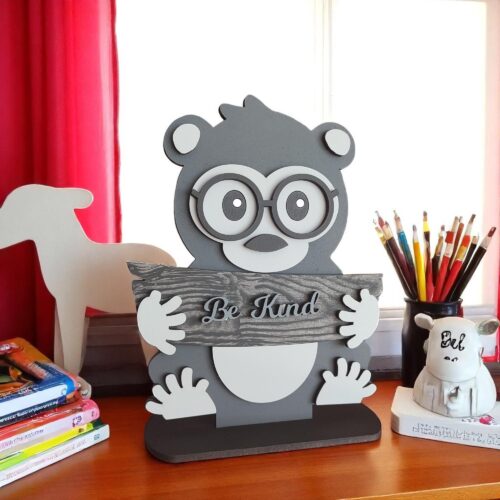 Personalized Gorilla Desk Decor: Hand-Painted Wooden Animal Art