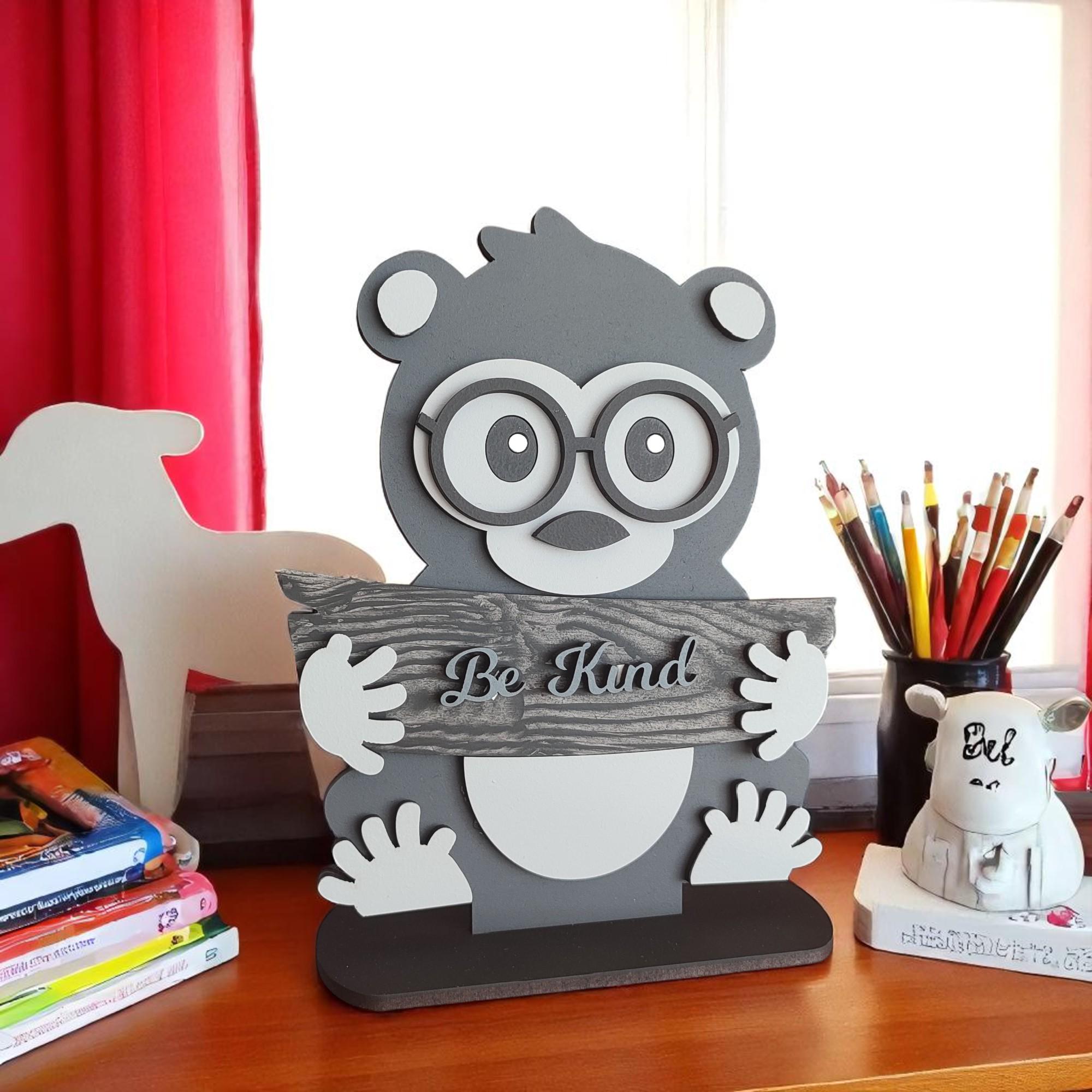 Personalized Gorilla Desk Decor: Hand-Painted Wooden Animal Art