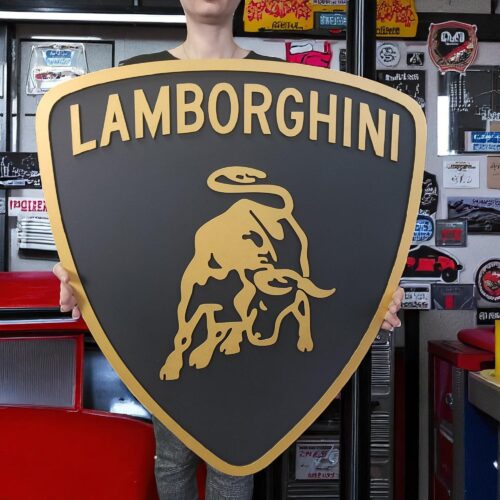 Lamborghini Wooden Wall Art: Hand-Painted Supercar Logo