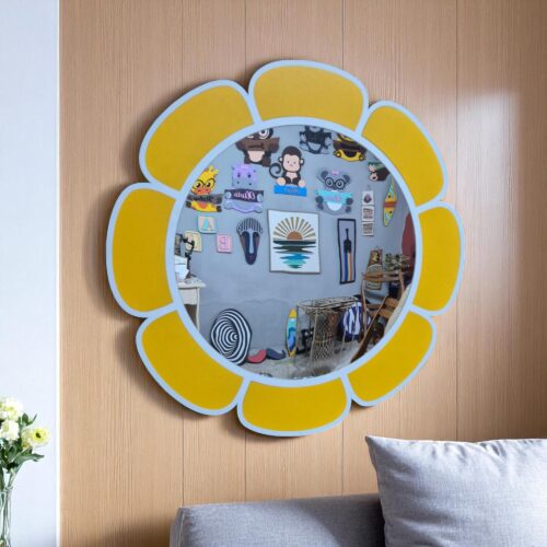 Hand-Painted Daisy Mirror Wall Decor: Boho Floral Art