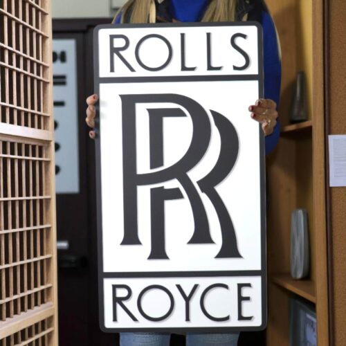Handmade Rolls-Royce Logo Wooden Wall Art: Luxury Garage Decor