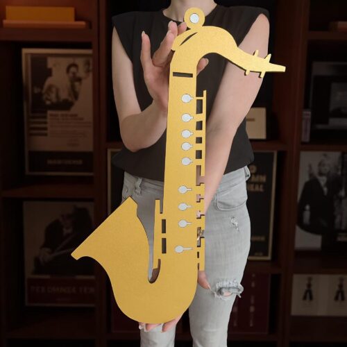 Hand-Painted Saxophone Wooden Wall Art: Jazz Music Decor