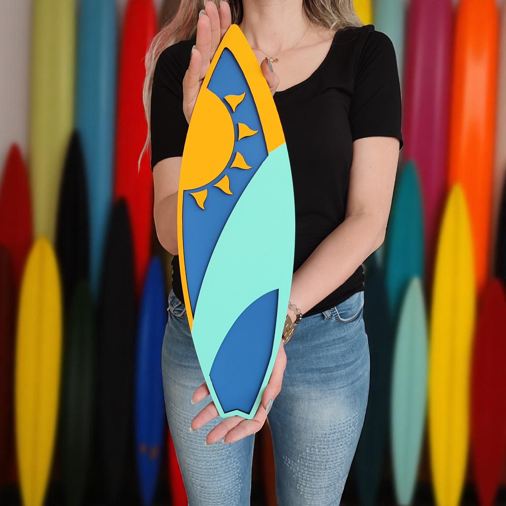 Hand-Painted Surfboard Wall Decor: Coastal Sun Art, Beach House Hanging