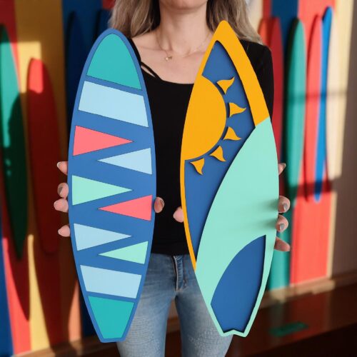 Handcrafted Wooden Surfboard Wall Art (Set of 2) - Coastal Decor