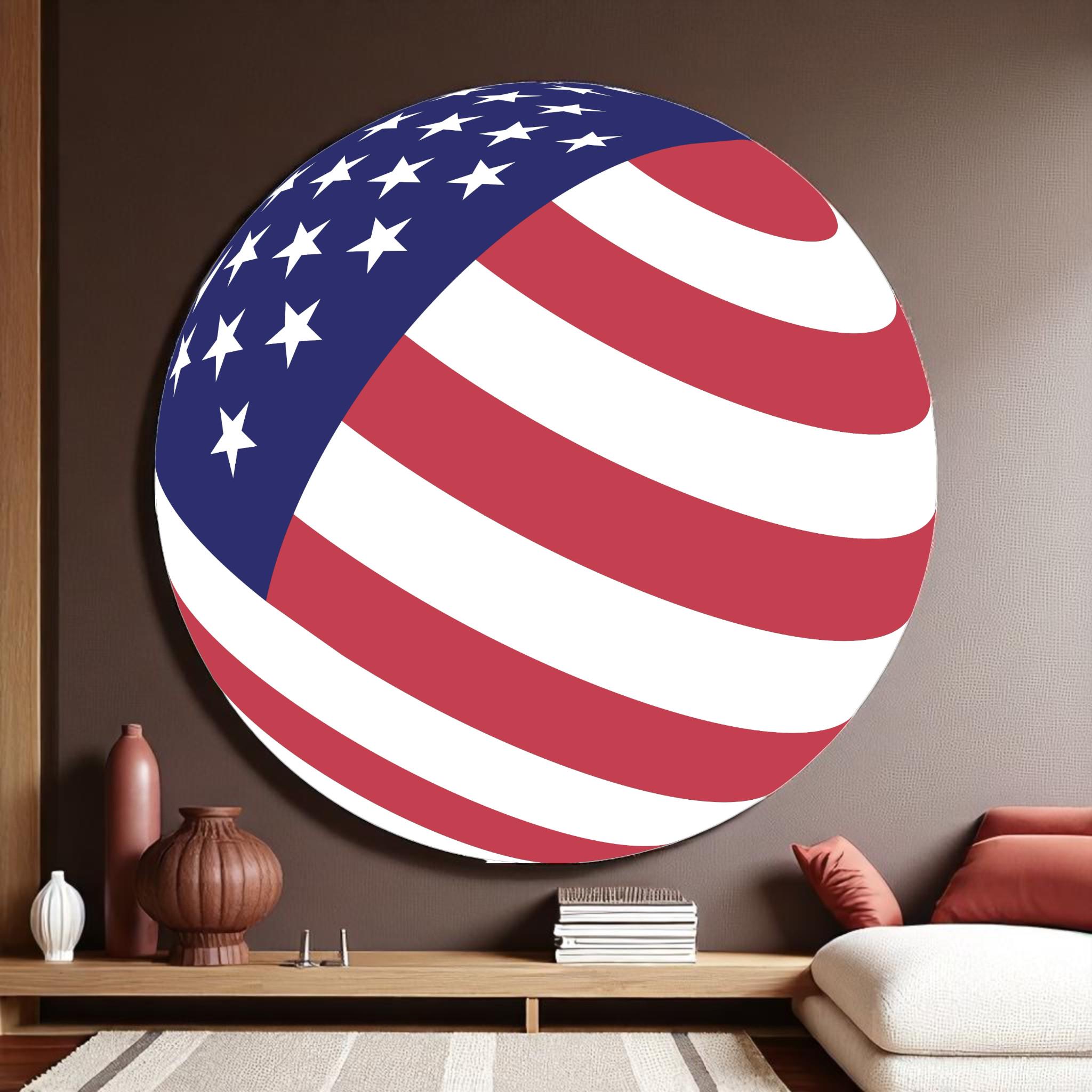 American Flag Earth Wooden Wall Art: Handcrafted Patriotic Decor