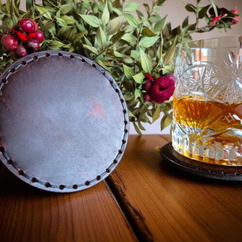 Personalized Hand-Stitched Leather Coaster: Custom Drink Coaster