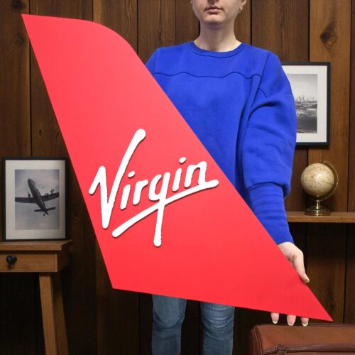 Handmade Virgin Atlantic Logo Wooden Wall Art: Aviation Decor