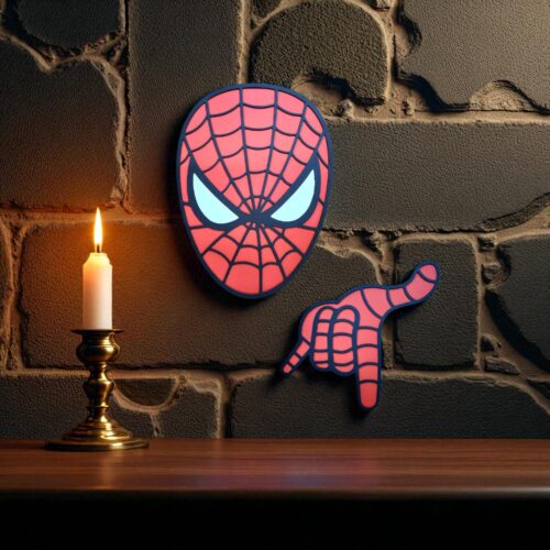 Spider-Man 2-Piece Wooden Wall Art | Superhero Split Panel Decor | Kids Room or Game Room Wall Hanging | Marvel Fan Gift