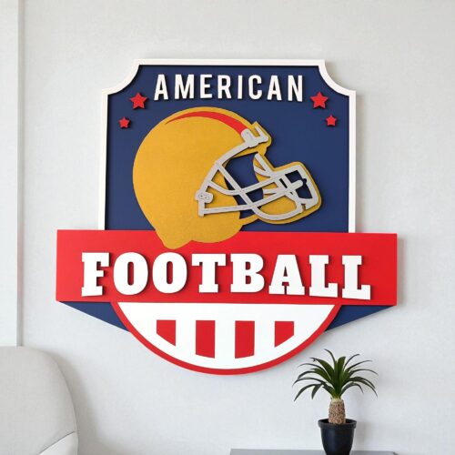 Personalized Football Logo Wooden Sign: NFL Style Man Cave Decor