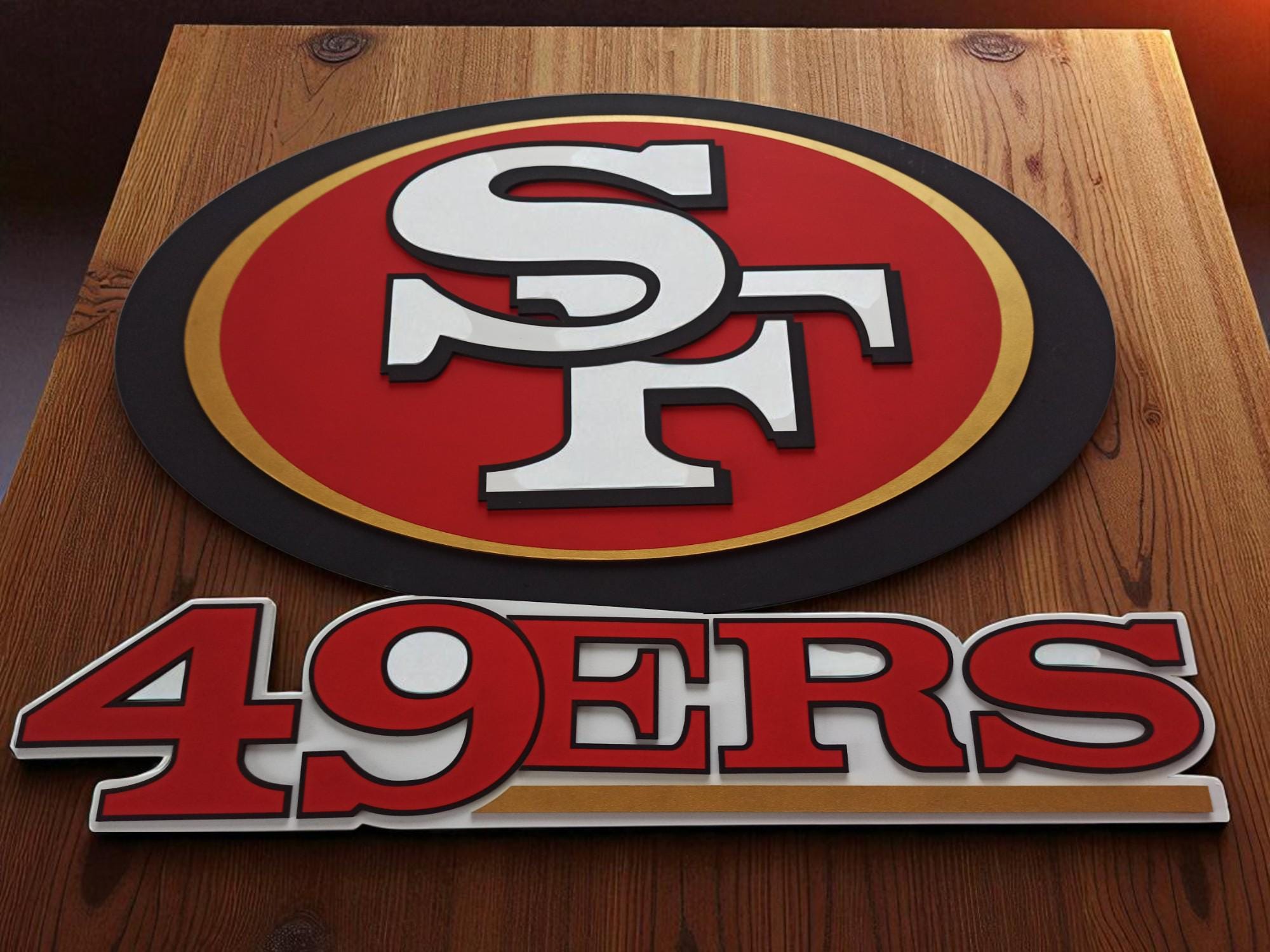 Handmade 49ers Wooden Wall Art: NFL Football Team Logo Sign