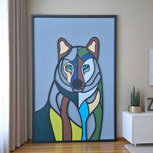 3D Geometric Wolf Wall Art: Laser Cut Wood, Modern Cabin Decor