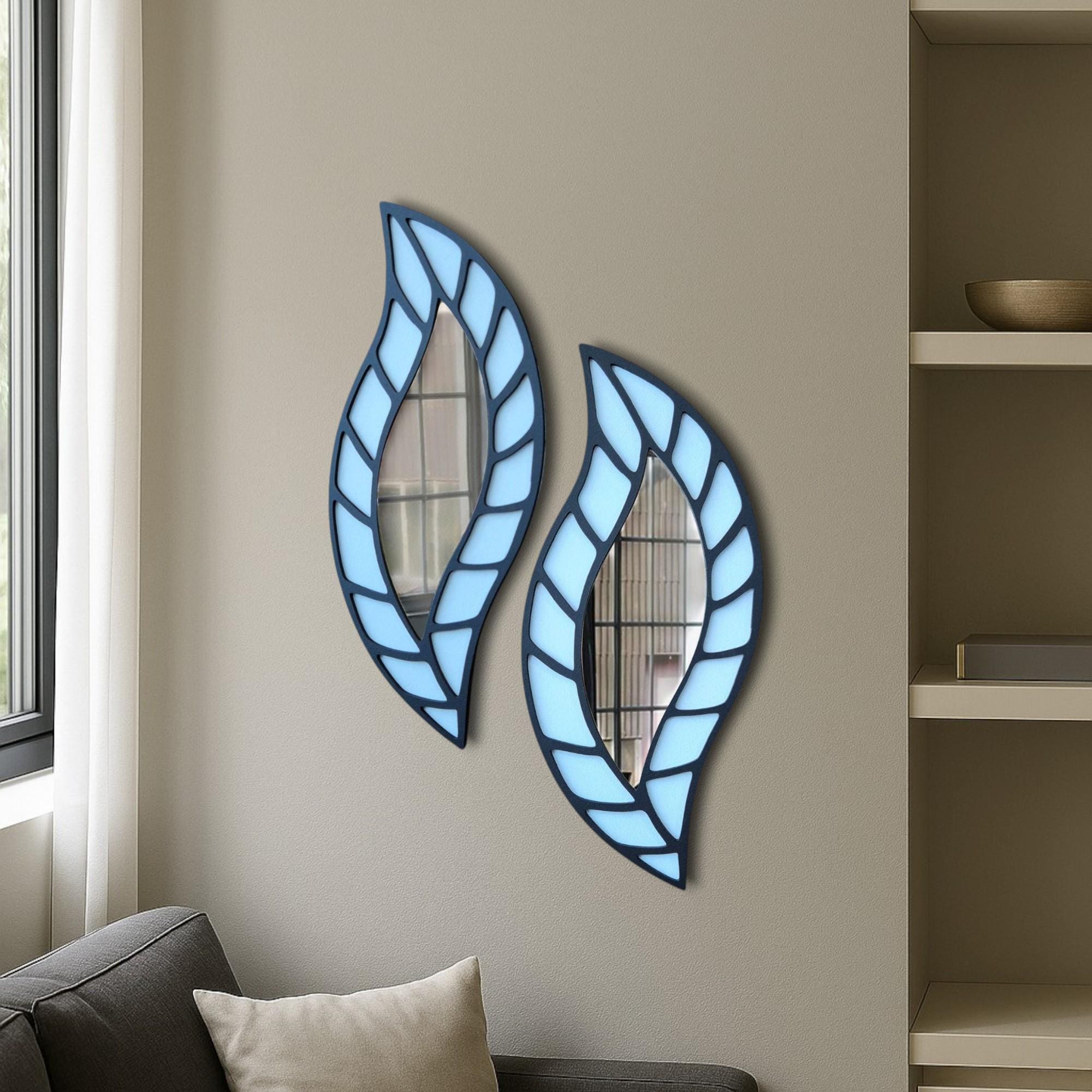 Geometric Silver Acrylic Mirror Wall Art – Modern 2-Piece Set