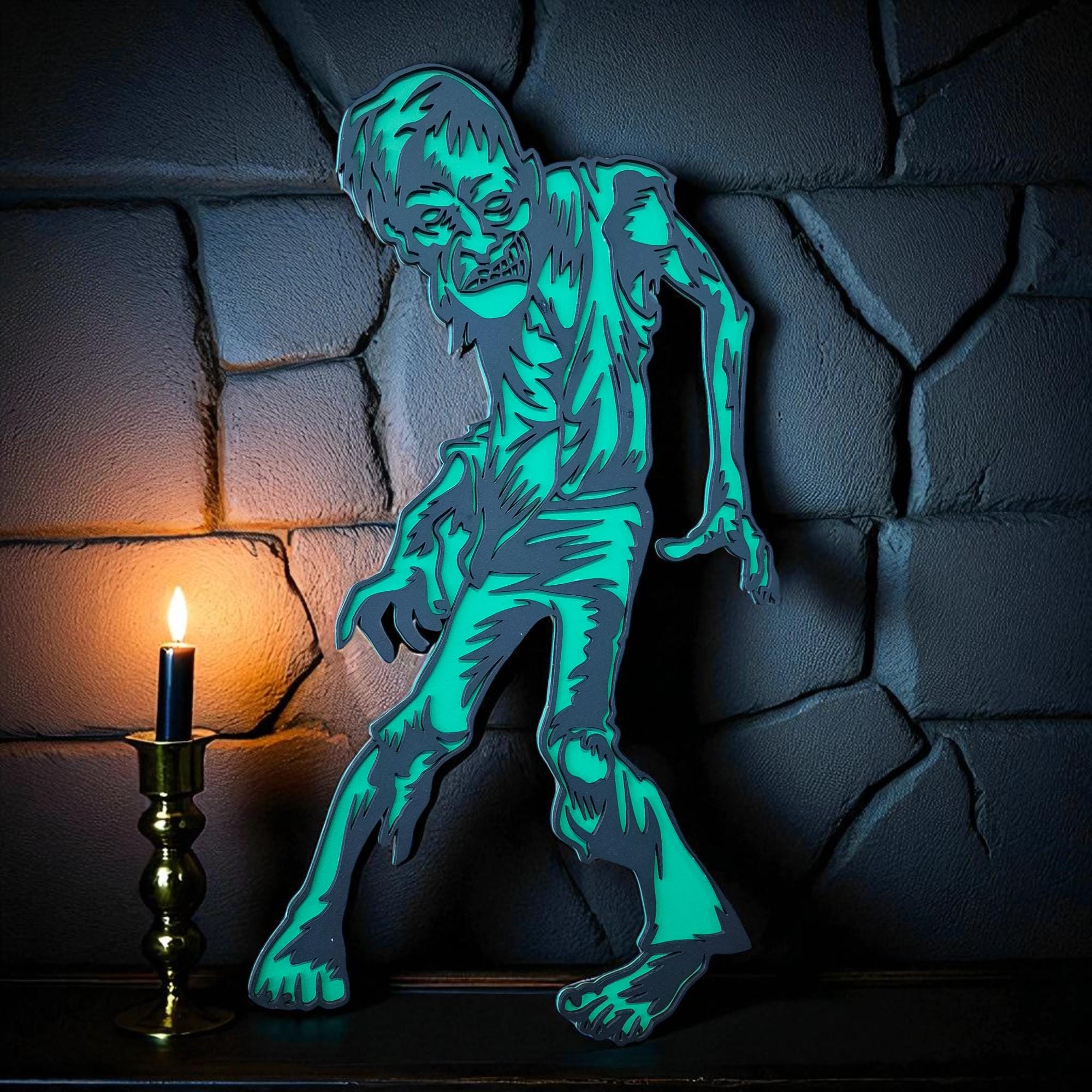 Glow in the Dark Zombie Wall Art: Spooky Halloween Decor