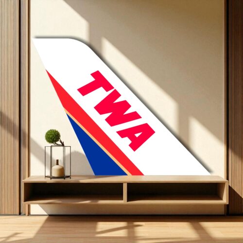 Handmade TWA Tail Art: Retro Aviation Sign, Pilot Gift