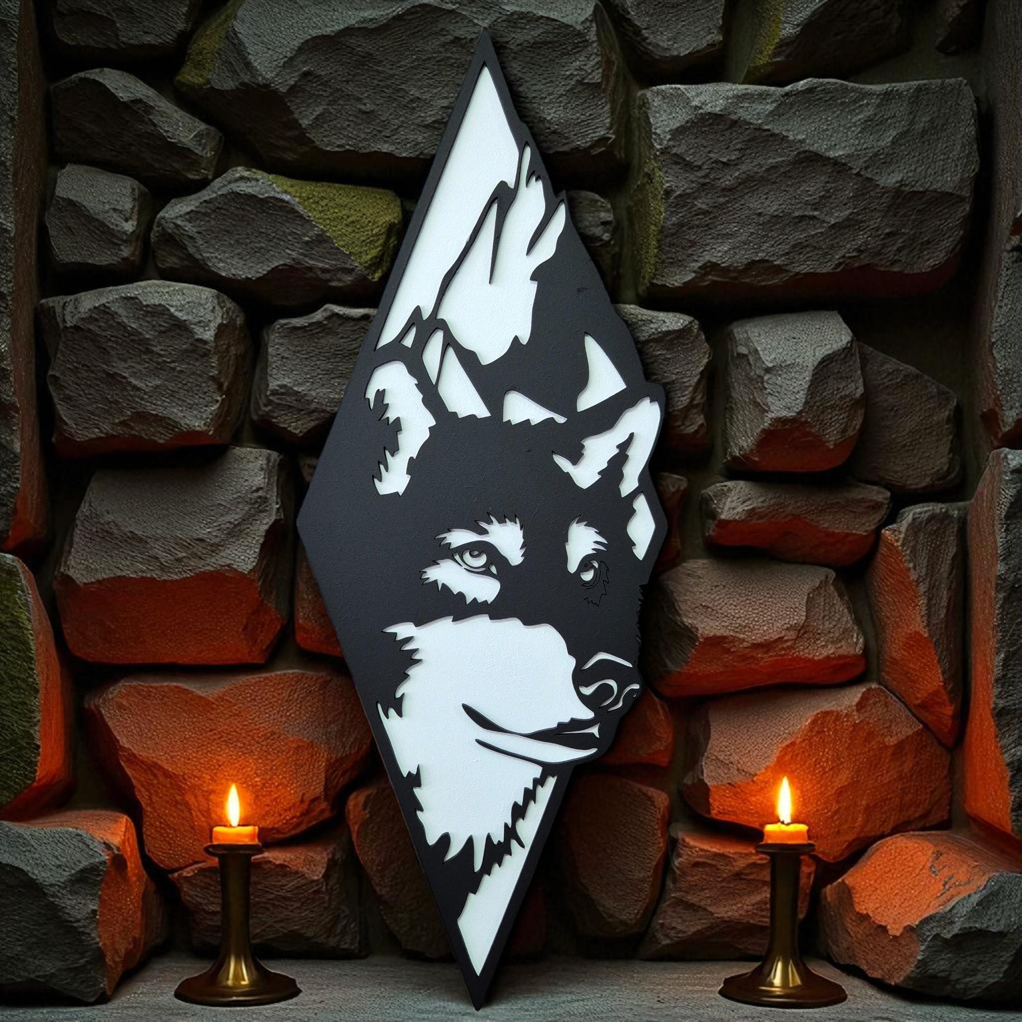 Wooden Wolf Wall Art: Rustic Cabin Decor, Wilderness Gift