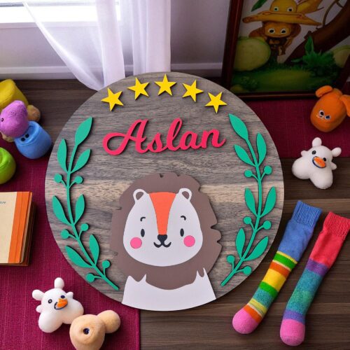Personalized Lion Name Sign: Jungle Nursery Wall Decor