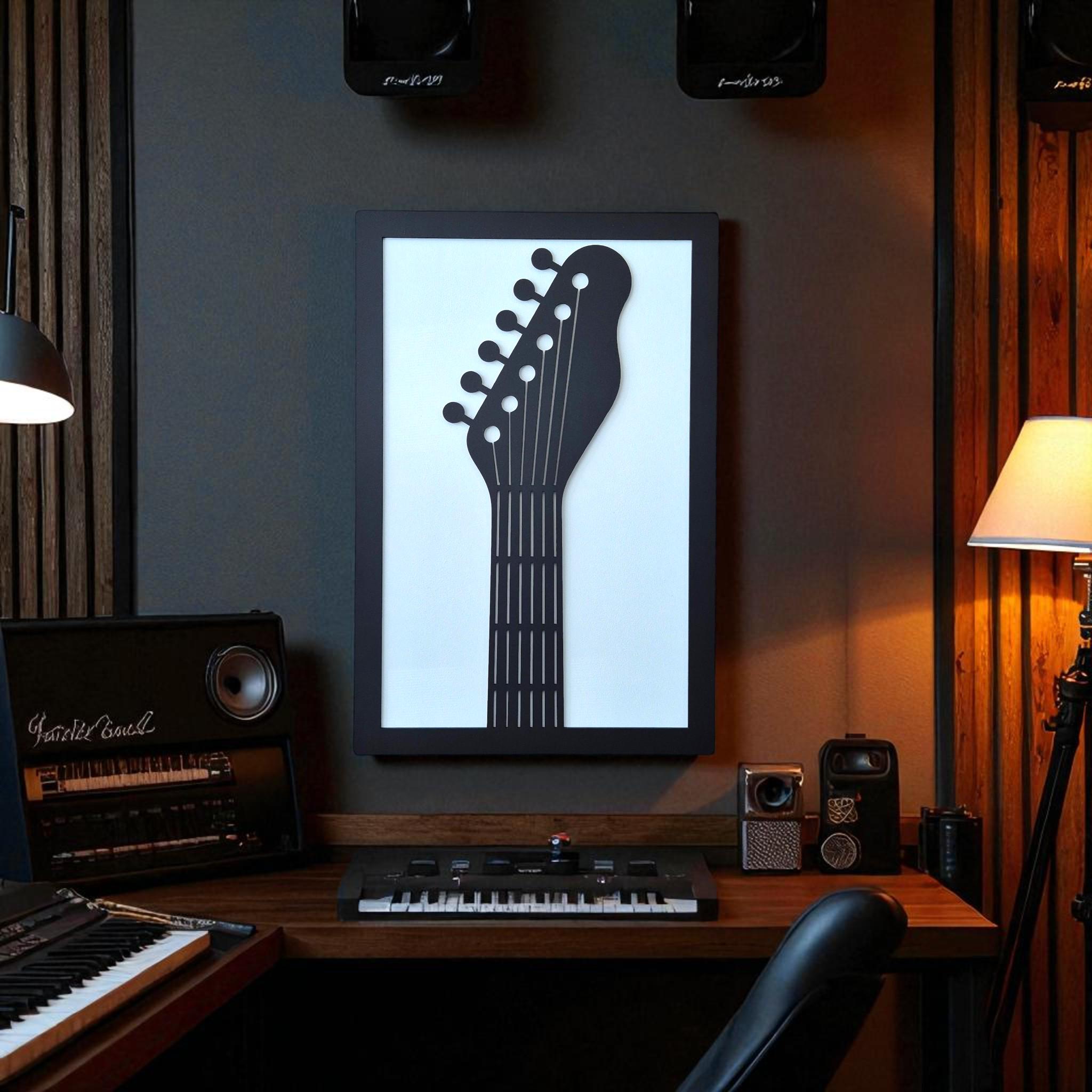 Handmade Wooden Guitar Wall Art: Rustic Music Room Decor