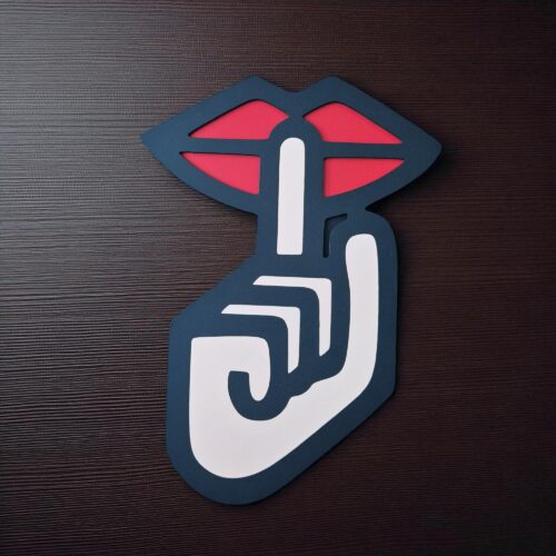 Silence Hand Gesture Wooden Wall Art: Minimalist Quiet Sign