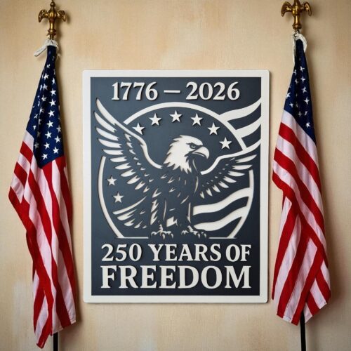 250 Years of Freedom Wooden American Flag Wall Art: Patriotic 3D Decor