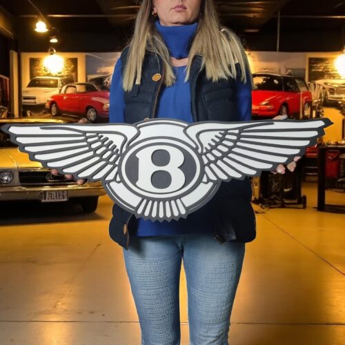 Handmade Bentley Logo Wooden Wall Art: Luxury Garage Decor